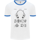 Headphones Patent Blueprint Dance Music DJ Mens Ringer T-Shirt White/Royal Blue