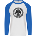 A Viking Ship Mens L/S Baseball T-Shirt White/Royal Blue