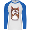 A Cute Dog With a Heart Sign Mens L/S Baseball T-Shirt White/Royal Blue