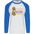 Doodles Girls Best Friend Goldendoodle Dog Mens L/S Baseball T-Shirt White/Royal Blue