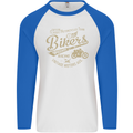 Bikers Speedway Racing Mens L/S Baseball T-Shirt White/Royal Blue