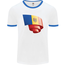 Curled Moldova Flag Moldovan Day Football Mens Ringer T-Shirt White/Royal Blue
