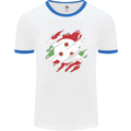 Torn Burundi Flag Burundians Day Football Mens Ringer T-Shirt White/Royal Blue