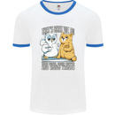 An Owl & Cat Book Reading Bibliophile Mens Ringer T-Shirt White/Royal Blue