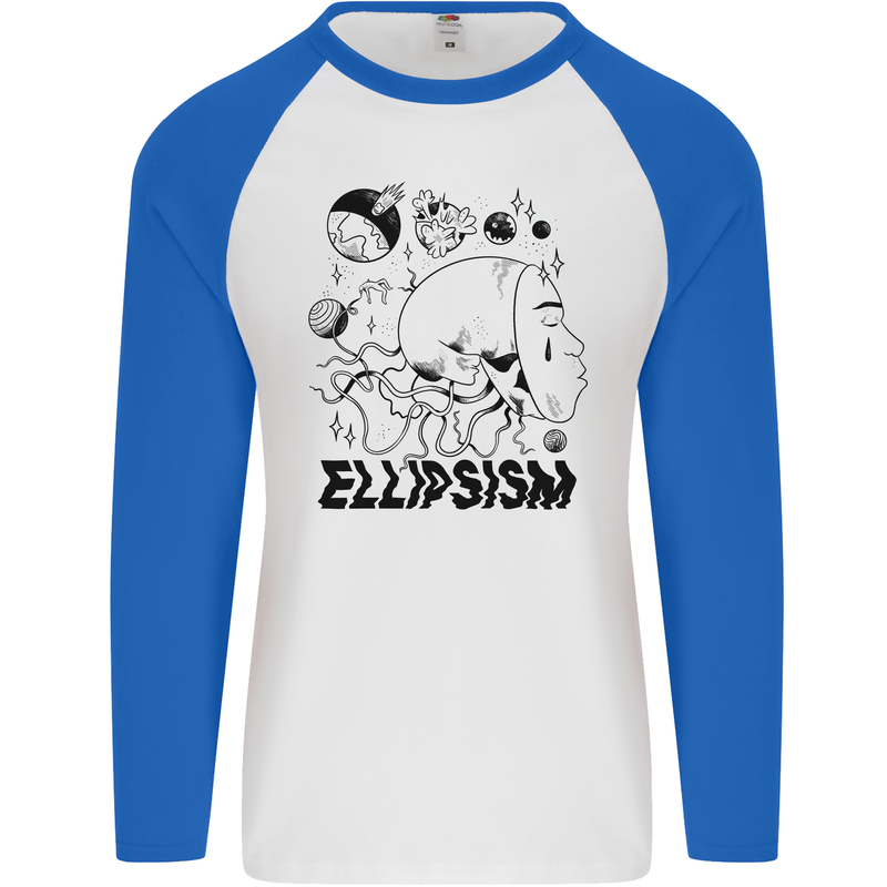 Ellipsism Missing Out on the Future Mens L/S Baseball T-Shirt White/Royal Blue