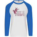 Keep It Shrimple Funny Shrimp Prawns Mens L/S Baseball T-Shirt White/Royal Blue