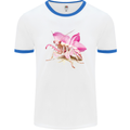 An Orchid Mantis Mens Ringer T-Shirt White/Royal Blue