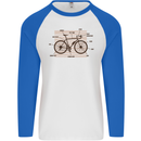 Bicycle Anatomy Funny Cycling Cyclist Funny Mens L/S Baseball T-Shirt White/Royal Blue