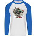 Let's Play Funny Gamer Gaming Mens L/S Baseball T-Shirt White/Royal Blue