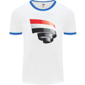 Curled Yemen Flag Yemeni Day Football Mens Ringer T-Shirt White/Royal Blue