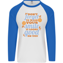 Wear Your Smile Feel Good Happy Joy Love Mens L/S Baseball T-Shirt White/Royal Blue