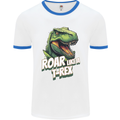 Roar Like a T-Rex Dinosaur Mens Ringer T-Shirt White/Royal Blue