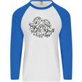 Vikings Valknut Symbol With Ravens Mens L/S Baseball T-Shirt White/Royal Blue