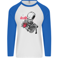 Coffee or Death Skull Mens L/S Baseball T-Shirt White/Royal Blue