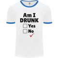 Am I Drunk Funny Beer Alcohol Wine Guiness Mens Ringer T-Shirt White/Royal Blue