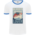 Bearded Dragon Lover USA America Mens Ringer T-Shirt White/Royal Blue