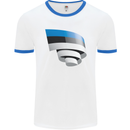 Curled Estonia Flag Estonian Day Football Mens Ringer T-Shirt White/Royal Blue