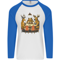 Animals Funny Wildlife Poker Game Cards Mens L/S Baseball T-Shirt White/Royal Blue