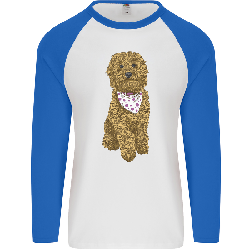 A Doodle Goldendoodle Dog Mens L/S Baseball T-Shirt White/Royal Blue