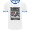 Wanted Remote Control Funny TV Lost Misplaced Mens Ringer T-Shirt White/Royal Blue