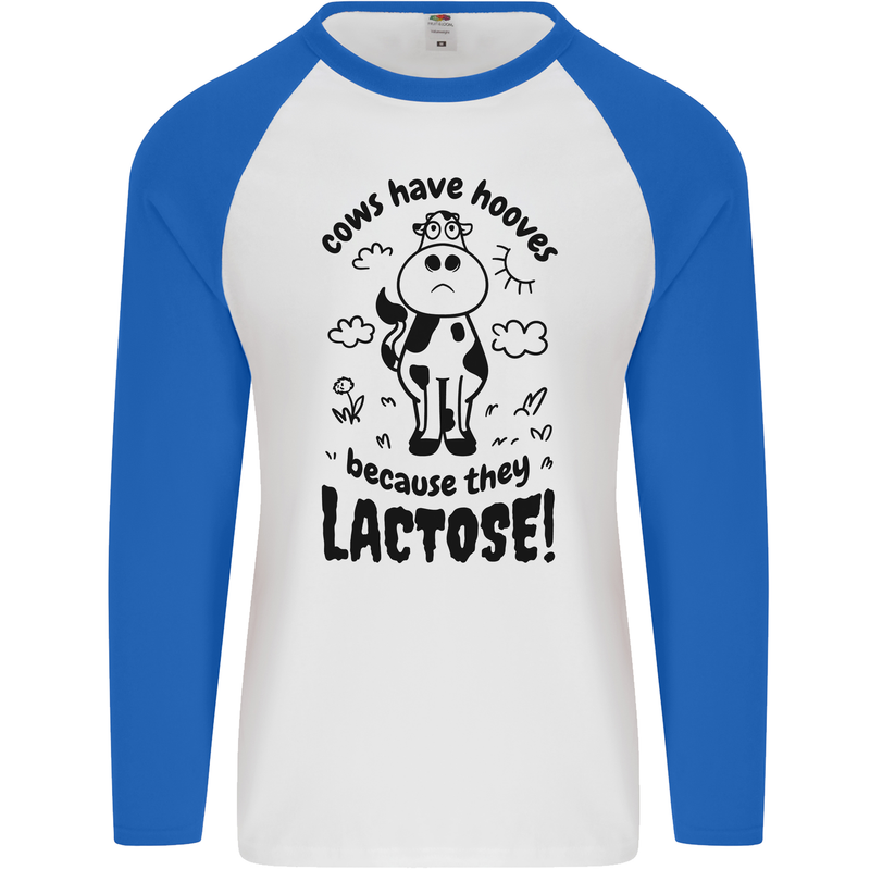 Cows Have Hooves Because They Lack Toes Mens L/S Baseball T-Shirt White/Royal Blue