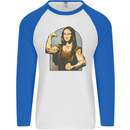 Mona Lifter Funny Gym Bodybuilding Workout Mens L/S Baseball T-Shirt White/Royal Blue