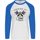Addicted to Ink Tattoo Artist Mens L/S Baseball T-Shirt White/Royal Blue