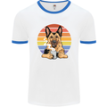 A Fierce German Shepherd Alsatian Coffee Mens Ringer T-Shirt White/Royal Blue