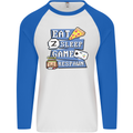 Gaming Eat Sleep Game Respawn Gamer Arcade Mens L/S Baseball T-Shirt White/Royal Blue