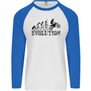 Evolution of Motorcycle Motorbike Biker Mens L/S Baseball T-Shirt White/Royal Blue