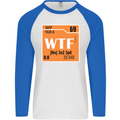 WTF Periodic Table Chemistry Geek Funny Mens L/S Baseball T-Shirt White/Royal Blue