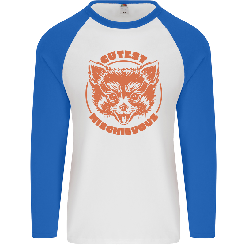 Red Panda Cutest Mischievous Mens L/S Baseball T-Shirt White/Royal Blue