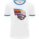 Curled Swaziland Flag Swazi Day Football Mens Ringer T-Shirt White/Royal Blue