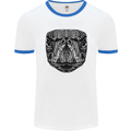 A Mandala Turtle Head Tribal Tortoise Mens Ringer T-Shirt White/Royal Blue