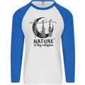 Nature Is My Religion Halloween Witch Mens L/S Baseball T-Shirt White/Royal Blue