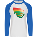 Curled Bolivia Flag Bolivian Day Football Mens L/S Baseball T-Shirt White/Royal Blue
