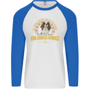 A Cavalier King Charles Spaniel Dog Mens L/S Baseball T-Shirt White/Royal Blue
