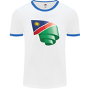 Curled Namibia Flag Namibian Day Football Mens Ringer T-Shirt White/Royal Blue
