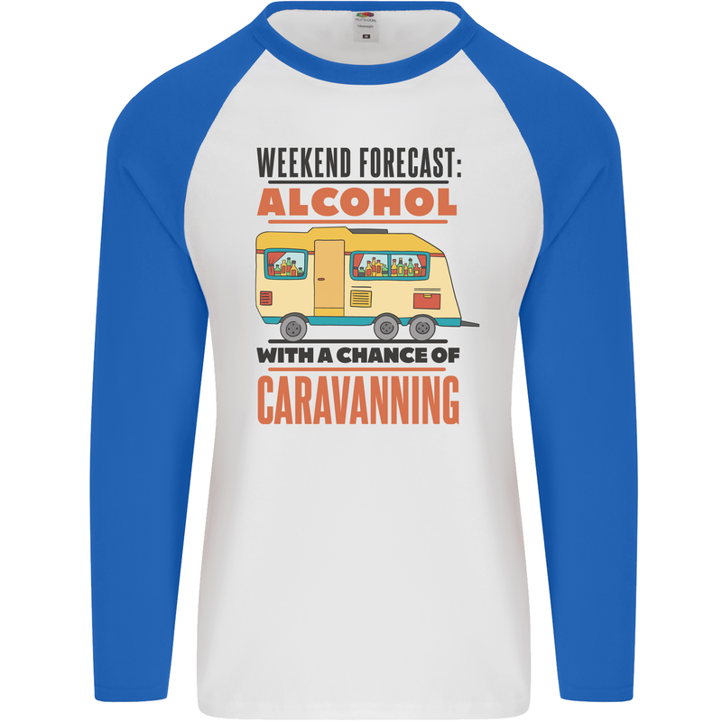 Funny Alcohol Caravanning Caravan Beer Mens L/S Baseball T-Shirt White/Royal Blue