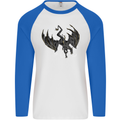 Moodolf Funny Rudolf Christmas Cow Mens L/S Baseball T-Shirt White/Royal Blue