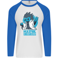 Master Hedgehog Funny Movie Parody Mens L/S Baseball T-Shirt White/Royal Blue