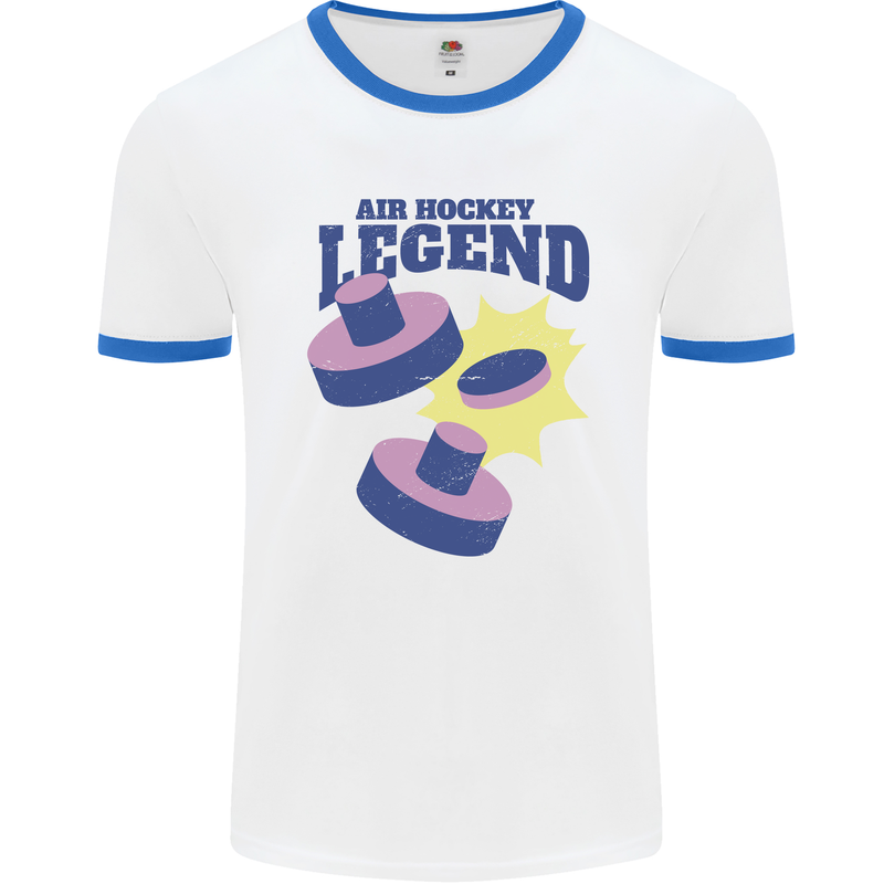 Air Hockey Legend Funny Mens Ringer T-Shirt White/Royal Blue