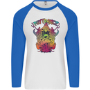 Psytrance Psychedelic Trance Music Psy Mens L/S Baseball T-Shirt White/Royal Blue