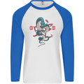 Chinese Zodiac Shengxiao Year of the Snake Mens L/S Baseball T-Shirt White/Royal Blue