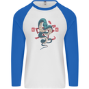 Chinese Zodiac Shengxiao Year of the Snake Mens L/S Baseball T-Shirt White/Royal Blue