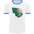 Curled Bangladesh Flag Bangladeshi Day Football Mens Ringer T-Shirt White/Royal Blue