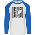 Scuba Barcode Diving Diver Dive Funny Mens L/S Baseball T-Shirt White/Royal Blue