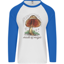 Made of Magic Mushrooms LSD Trippy Mens L/S Baseball T-Shirt White/Royal Blue