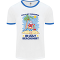 Christmas in July Summer Santa Clause Beach Mens Ringer T-Shirt White/Royal Blue