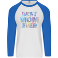 Best Mom Ever Tie Died Effect Mother's Day Mens L/S Baseball T-Shirt White/Royal Blue